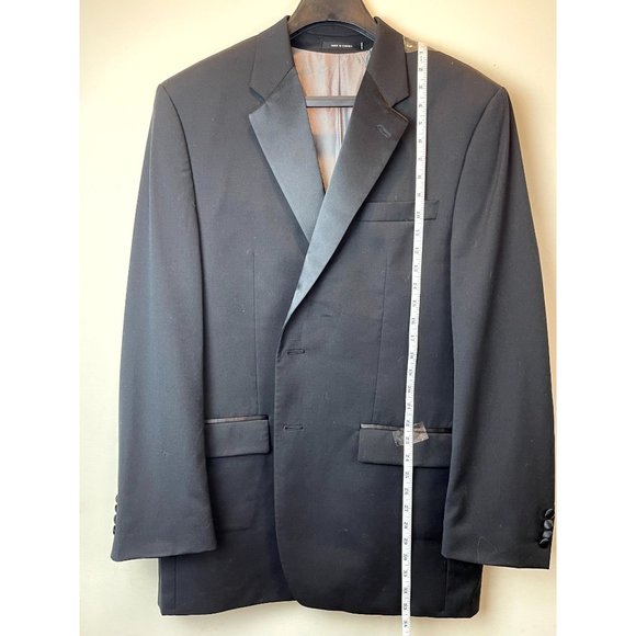 Calvin Klein Mens Blazer Coat Jacket 100% Wool Single Breasted Black Size 44L - Picture 3 of 8
